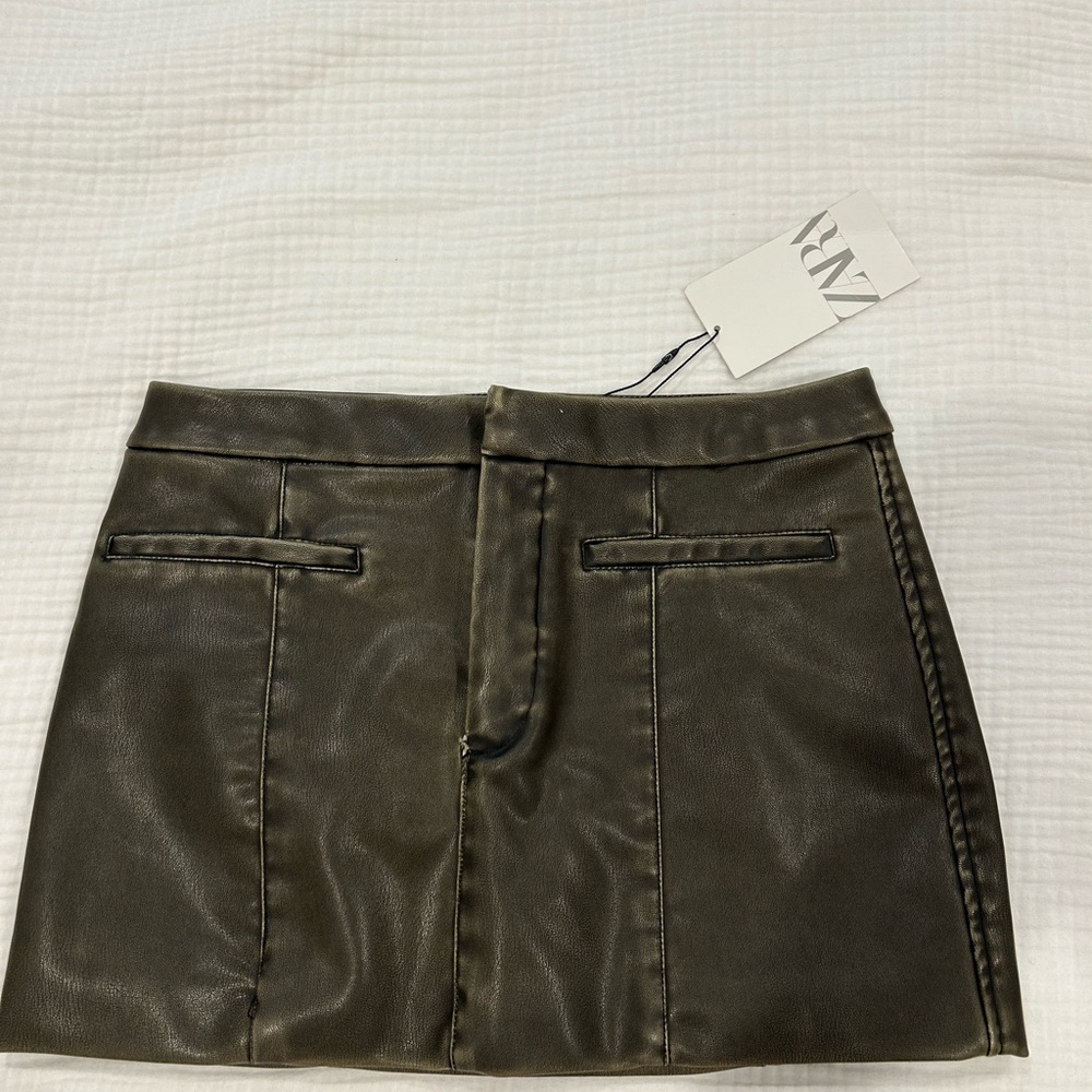 Zara Green Cargo Mini Skirt Casual